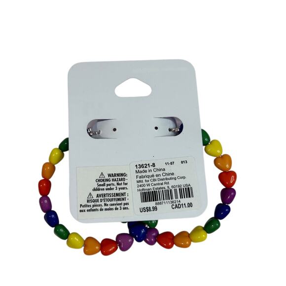 Claires New Heart Rainbow Hoop Earrings Leverback Pierced 2 Incch - Picture 6 of 6